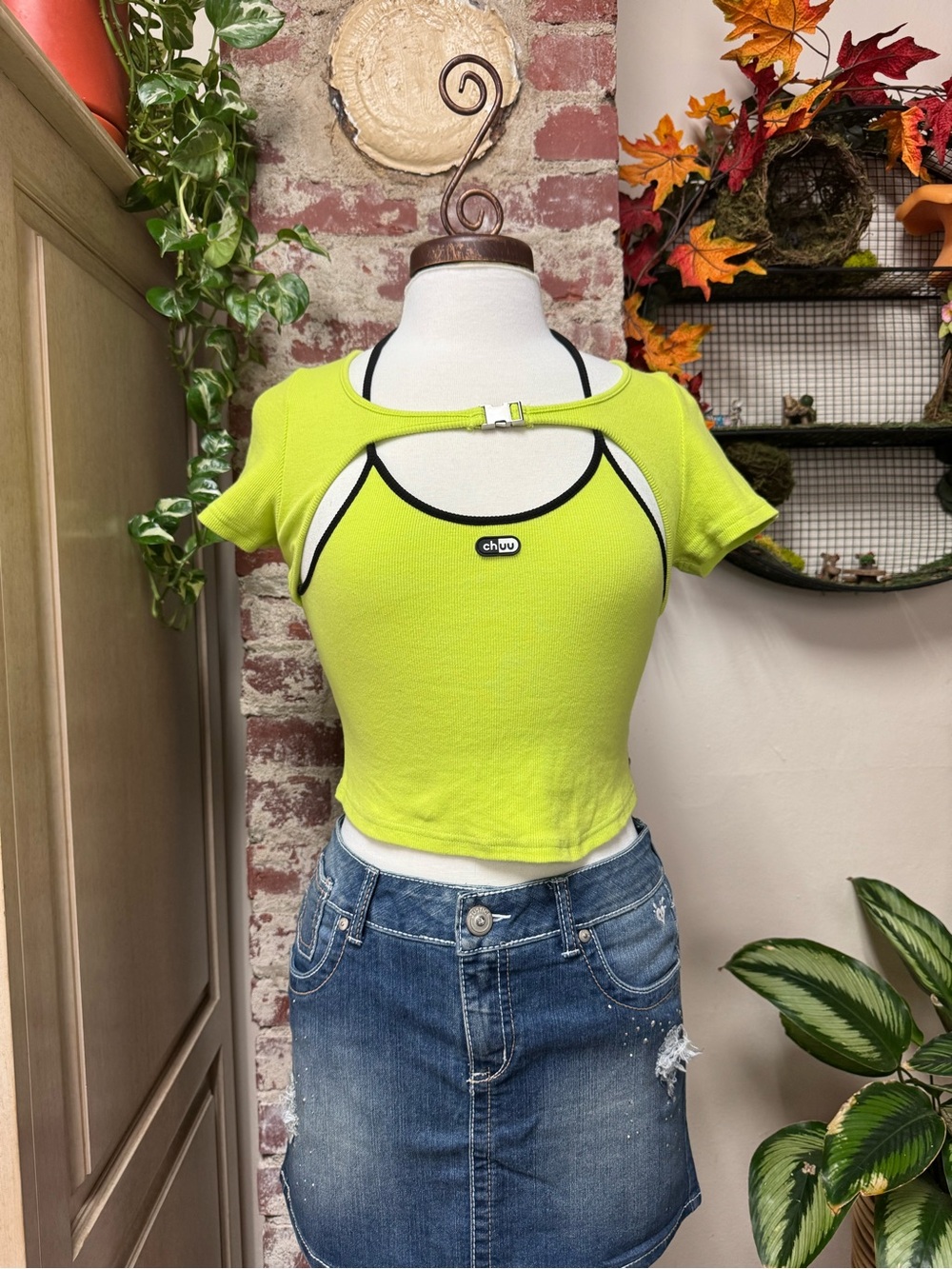 Y2K Layered Halter Top Buckle Hardwear